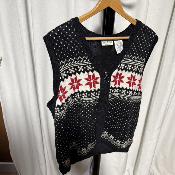 White Stag Sweaters - White Stag Woman Winter Sweater Vest Zip Up 1980's -18w/20w